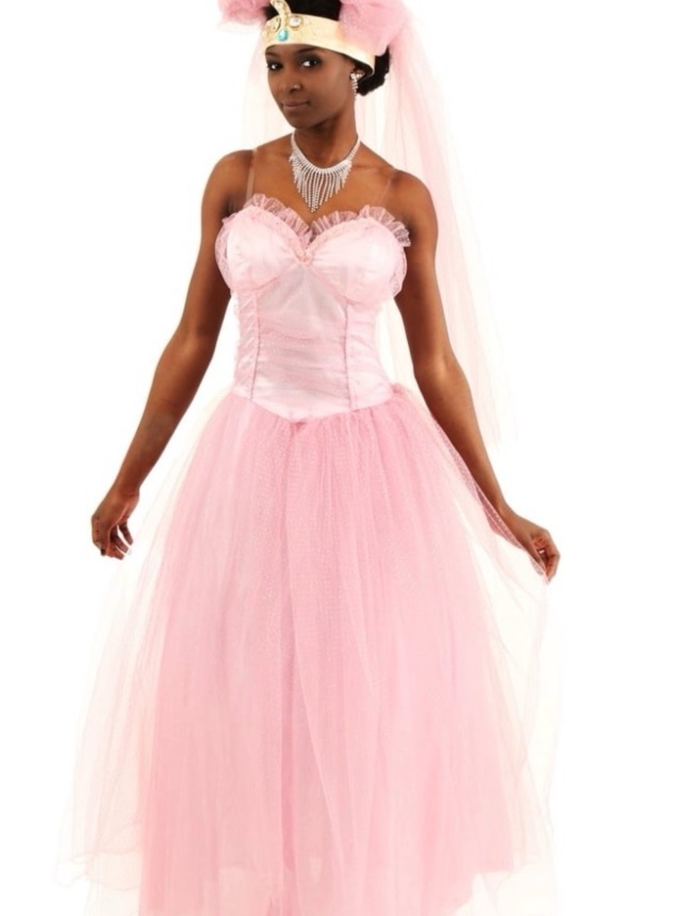 Fun Costumes Coming to America Pink Wedding Tulle Ball Gown Dress